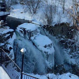 The Falls Inn & Spa, Walter's Falls, Ontario - winter view of falls